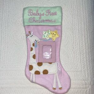 Baby’s first Christmas girls stocking photo slot